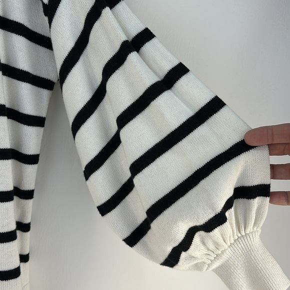 Loft Striped Ballon Sleeve Knit Top, M - Picture 3 of 9